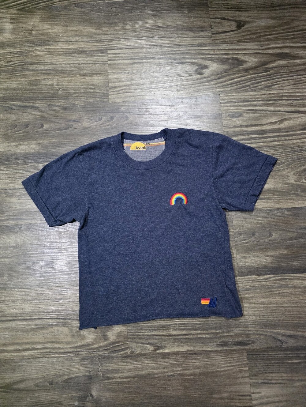 Aviator Nation Women's Crop Top Tee Shirt Rainbow